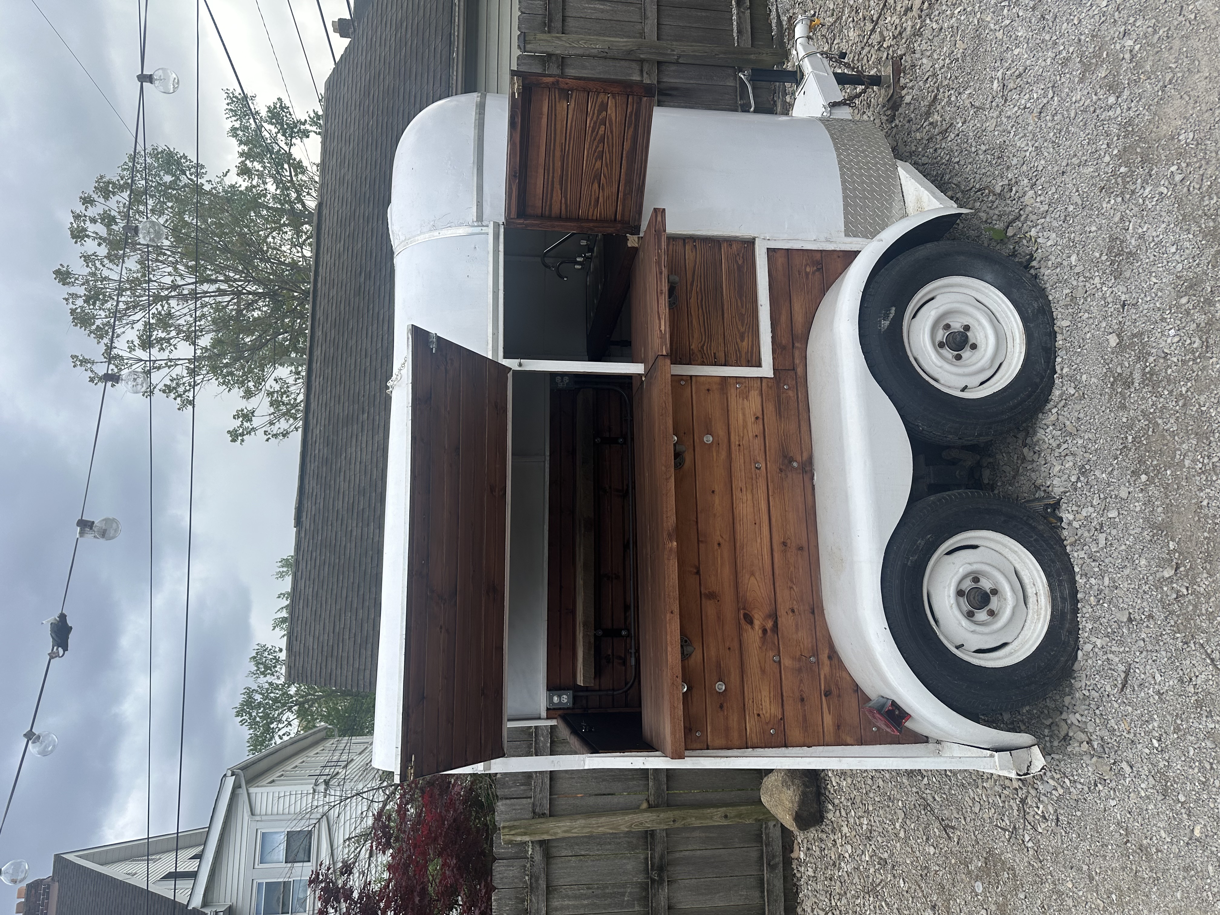 Bar trailer doors fully open
