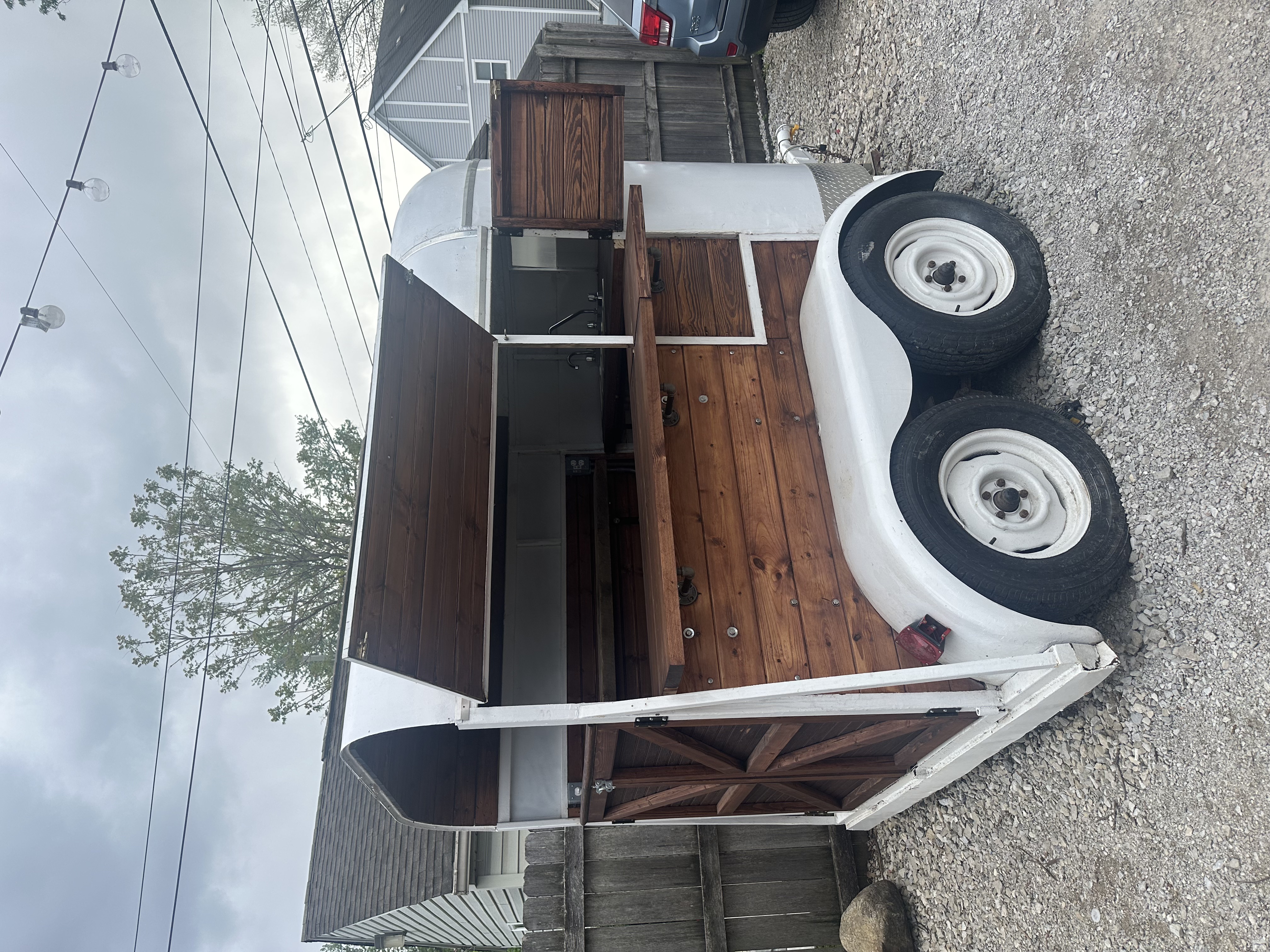 Bar trailer with bar top deployed
